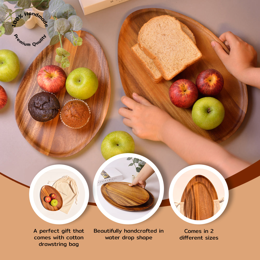 Handmade Wooden Large Serving Trays Set