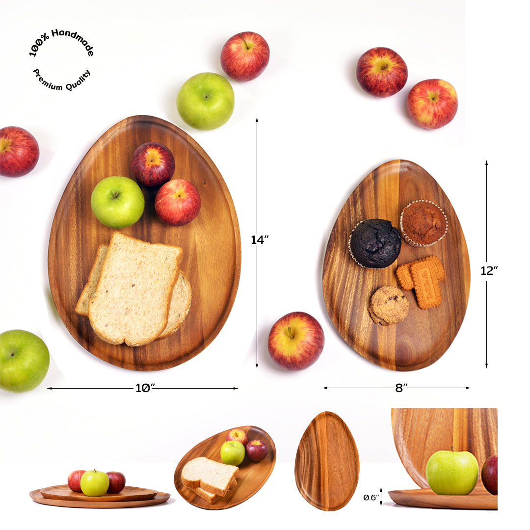 Handmade Wooden Large Serving Trays Set